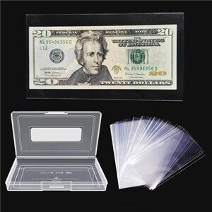 Dollar Bill Holder with Storage Case 100 Pieces Clear Paper